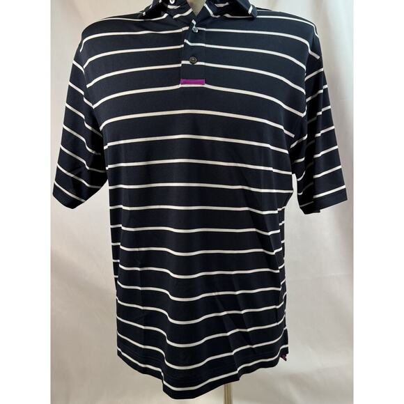 FootJoy Men's Short‎ Sleeve Blue Striped Polo Shirt Size M - Picture 1 of 8